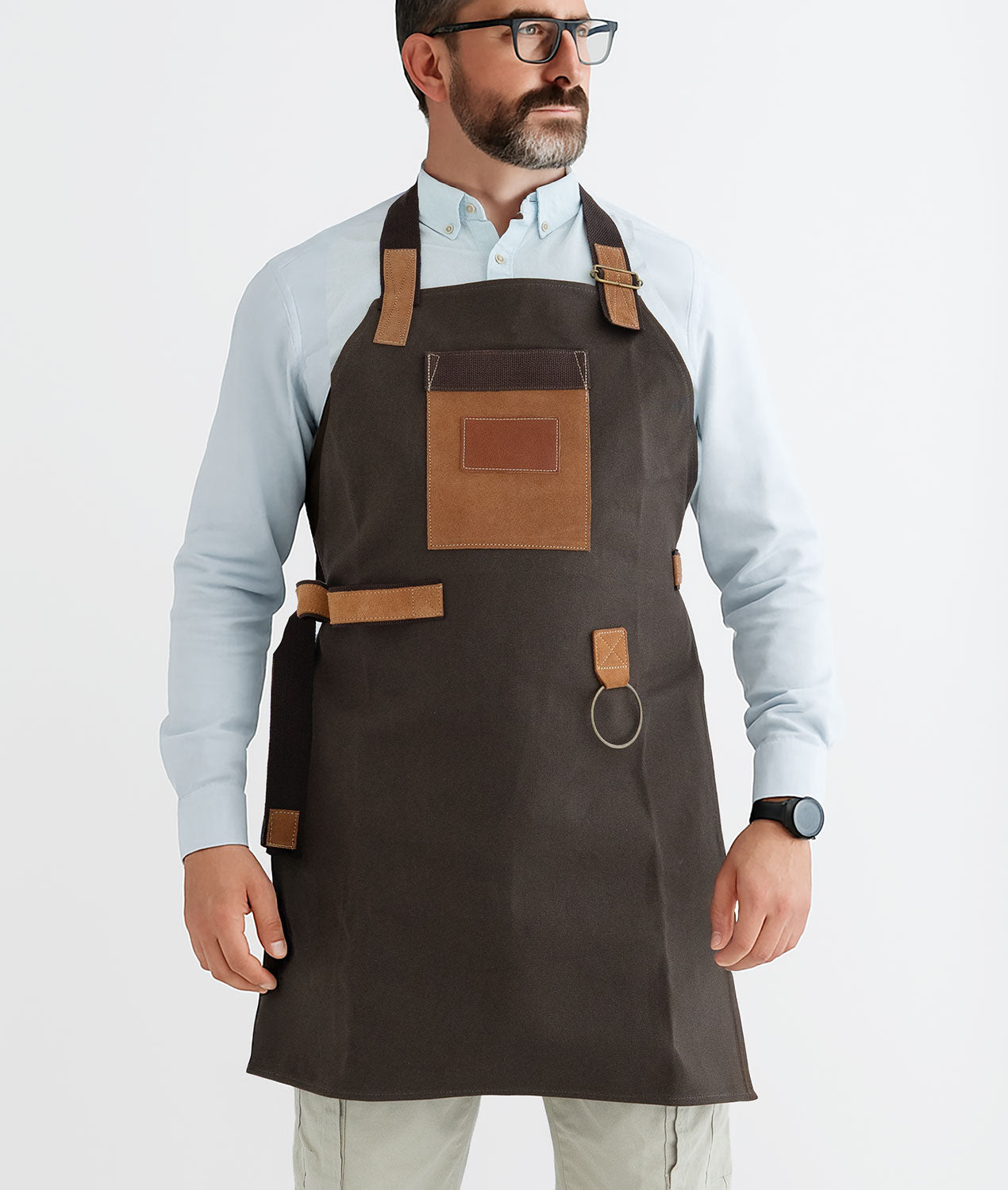 Avental Masculino em Couro e Lona – Churrasco e Cozinha