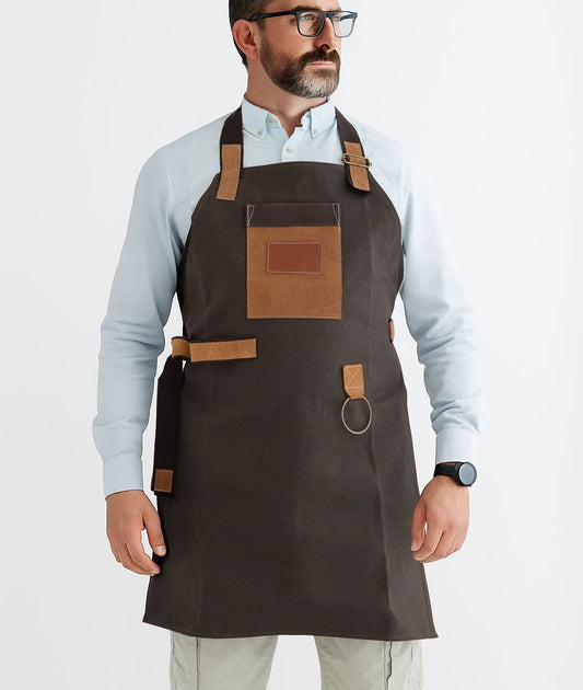 Avental Masculino em Couro e Lona – Churrasco e Cozinha