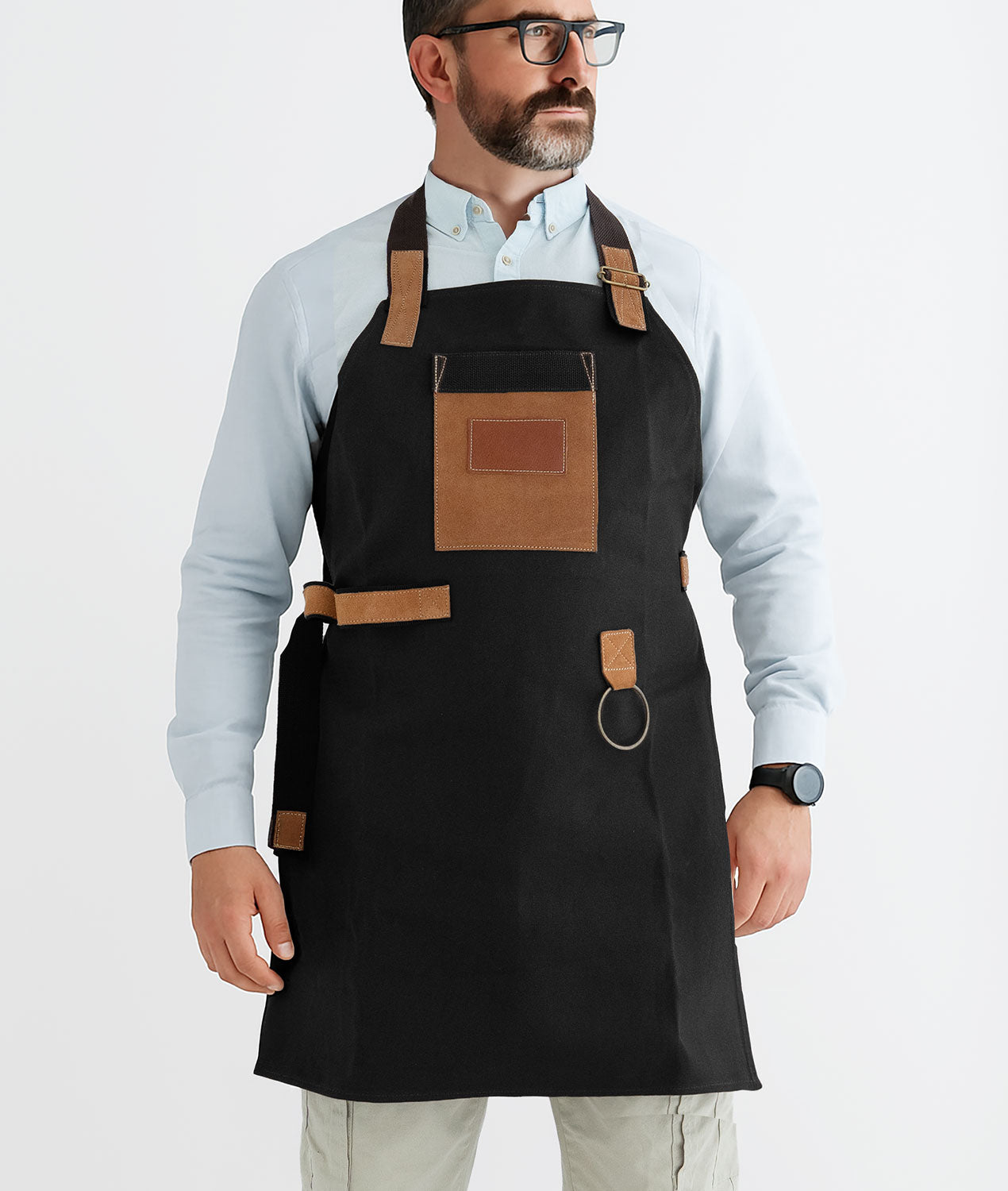 Avental Masculino em Couro e Lona – Churrasco e Cozinha