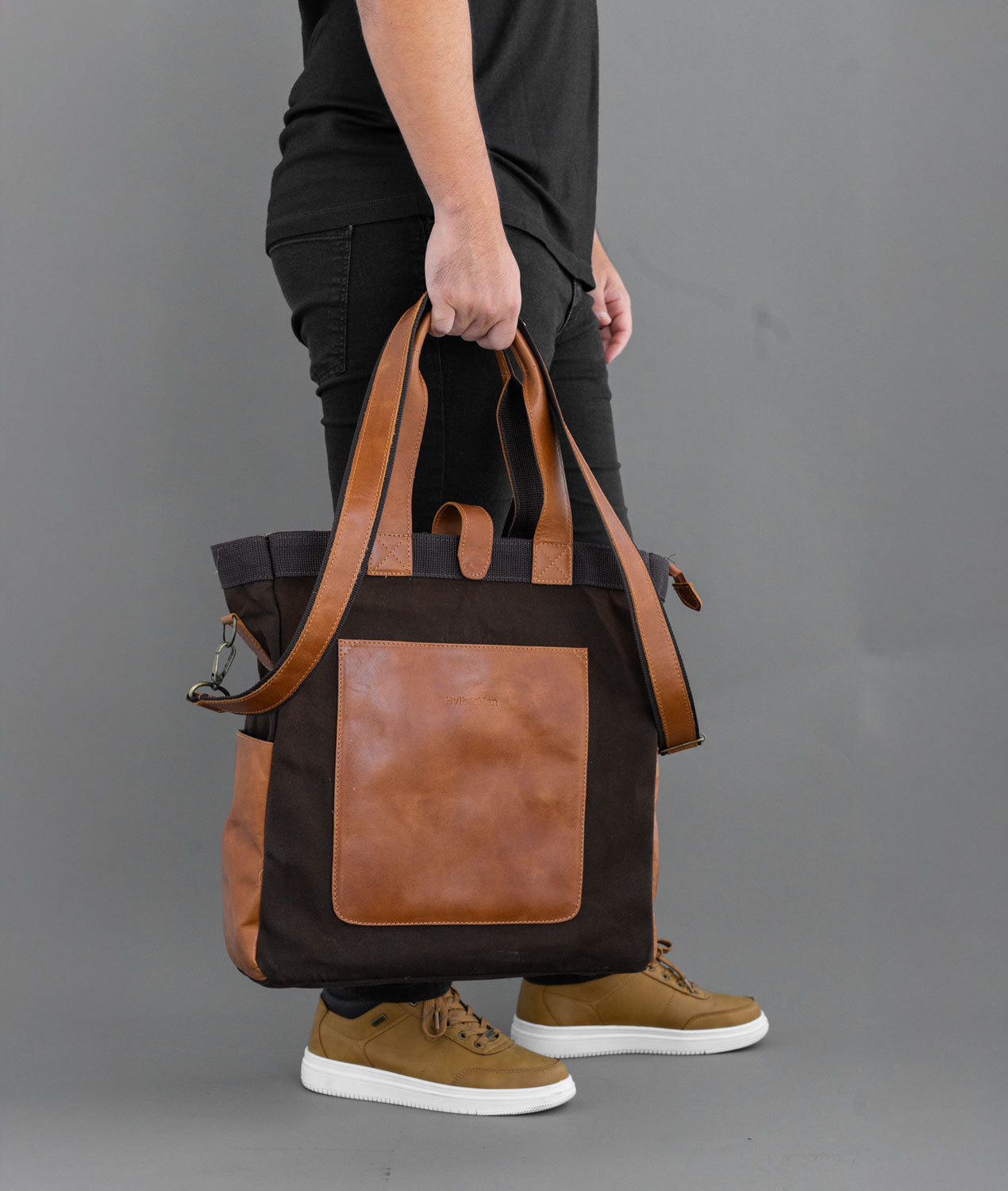 Bolsa Carteiro em Couro e Lona Rio