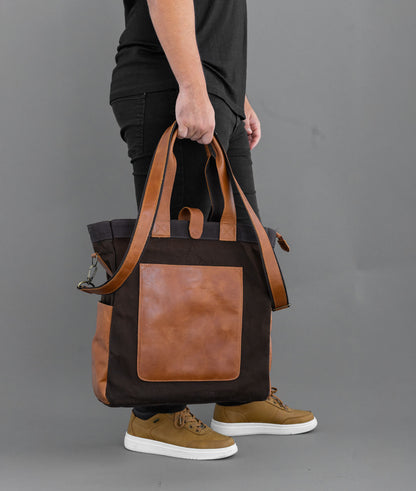 Bolsa Carteiro em Couro e Lona Rio