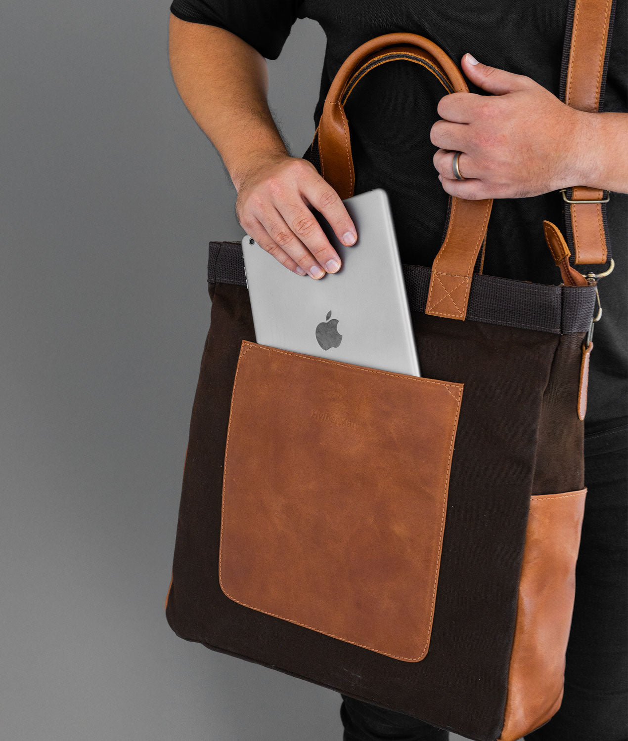 Bolsa Carteiro em Couro e Lona Rio