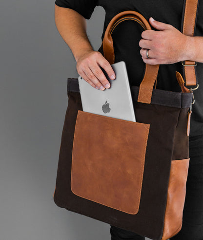 Bolsa Carteiro em Couro e Lona Rio