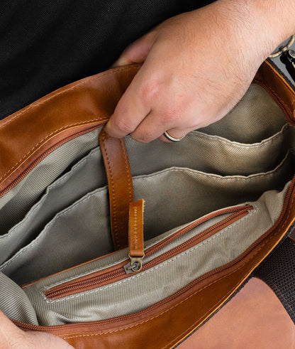 Bolsa Carteiro em Couro e Lona Rio
