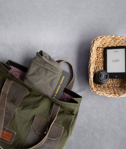 Bolsa Tote Masculina Day em Couro e Lona
