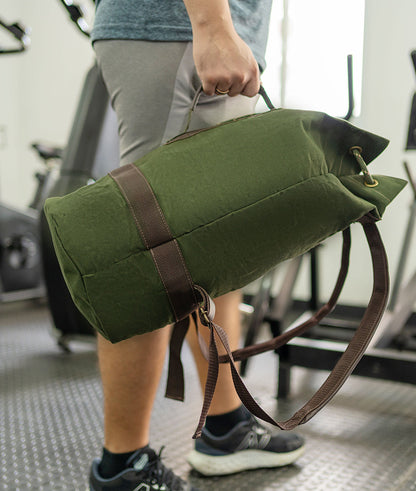 Mochila para Academia em Couro e Lona Tubular